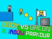 Lojë Obby kundër Bacon Parkour me ylber në internet Lojë Obby kundër Bacon Parkour me ylber në internet