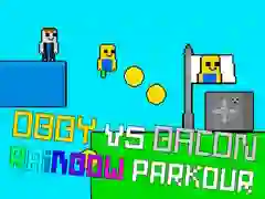 Lojë Obby kundër Bacon Parkour me ylber në internet Lojë Obby kundër Bacon Parkour me ylber në internet