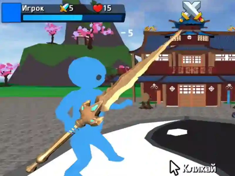 Lojë Obby Stickman në shpata në internet