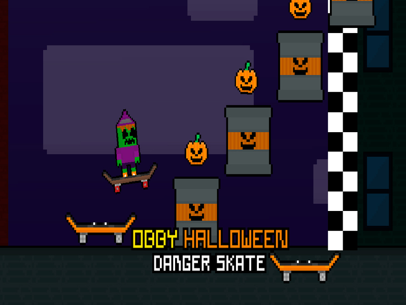 Lojë Obby Halloween Rrezik Skate në internet